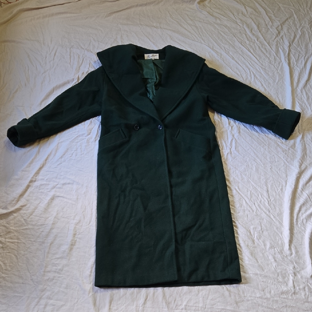 Vintage 70s-80s Womens 10T Beau Brem Forest Gteen Trench Coat